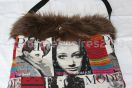 sac de transport pour chihuahua tissu magazine et fourrure marron