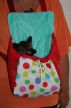 tunnel de couchage pour chiens et chats fourrure blanche et polaire bleue