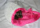 sac de couchage pour chiens et chats fourrure blanche et polaire rose